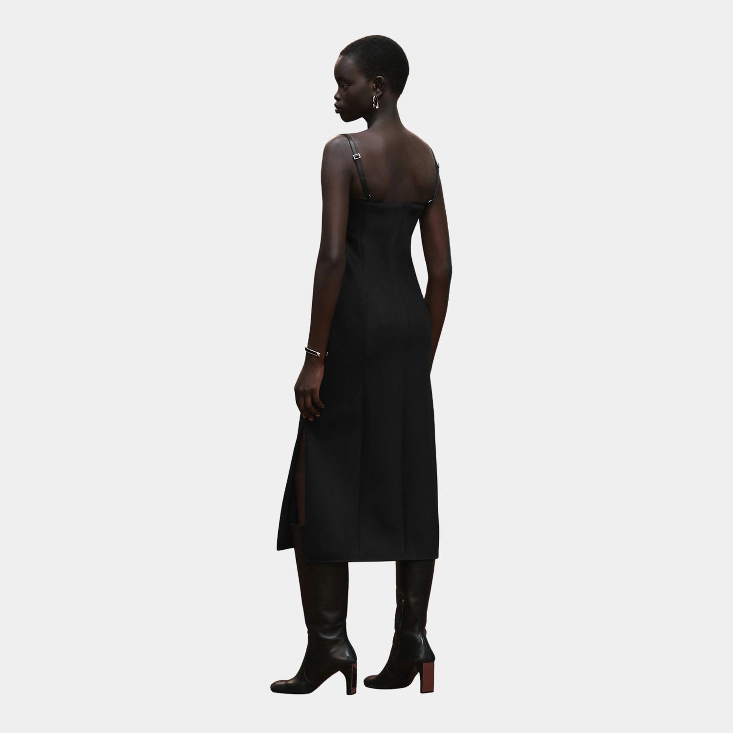 Strapless Dress in Wool and Silk Crepe