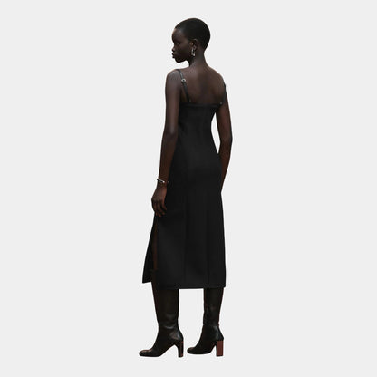 Strapless Dress in Wool and Silk Crepe