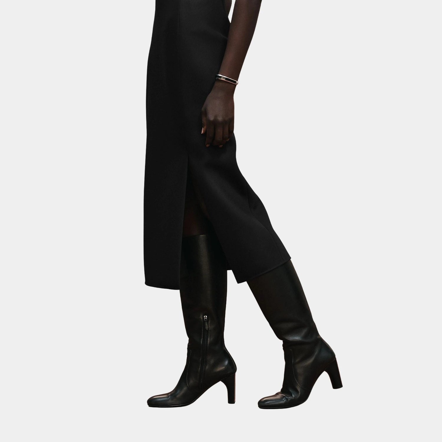 Strapless Dress in Wool and Silk Crepe
