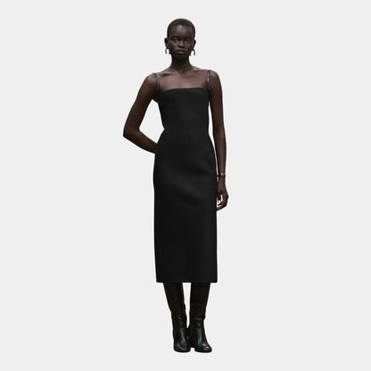 Strapless Dress in Wool and Silk Crepe