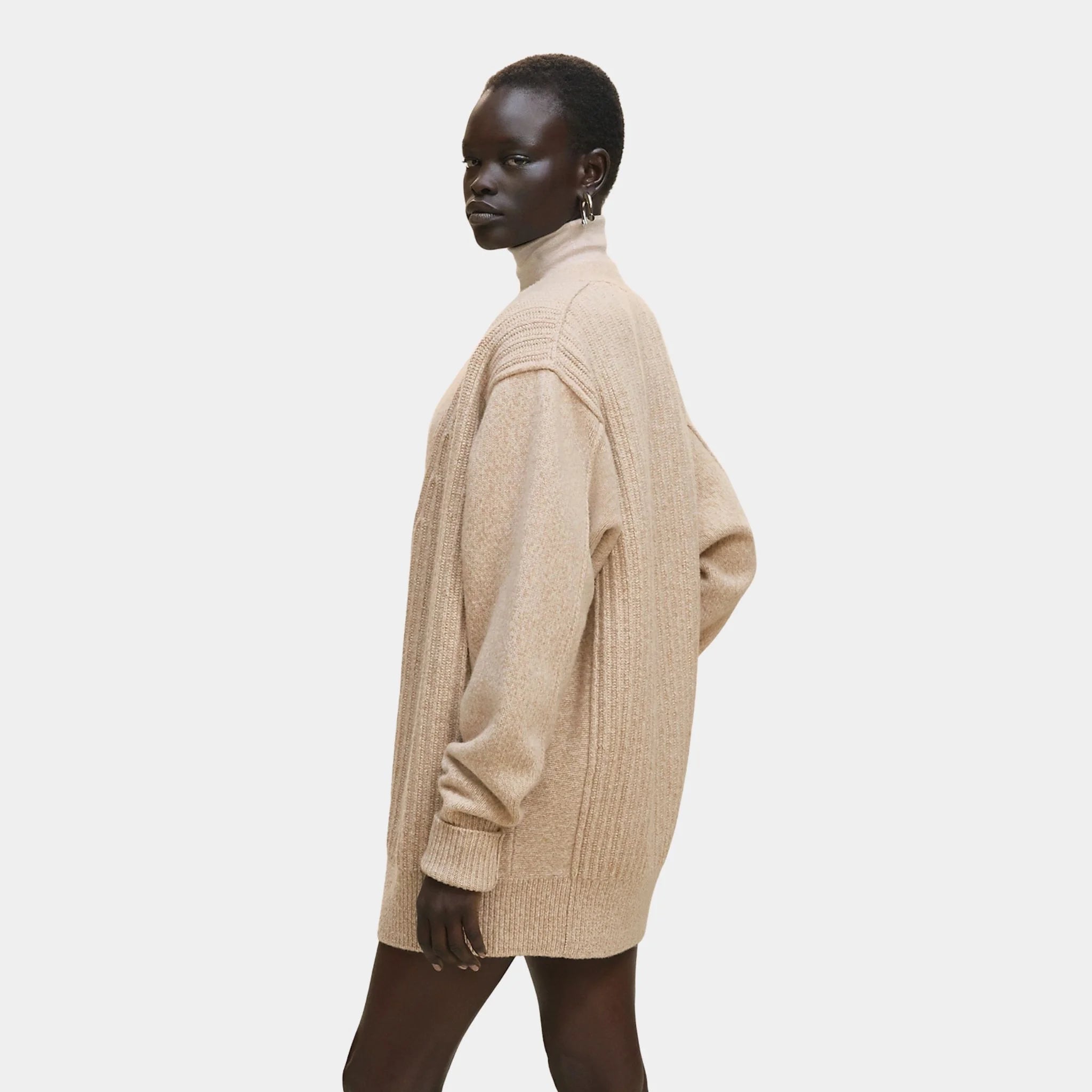 Thick Long-sleeved Cardigan in Scottish Wool