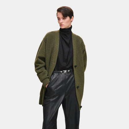 Thick Long-sleeved Cardigan in Scottish Wool
