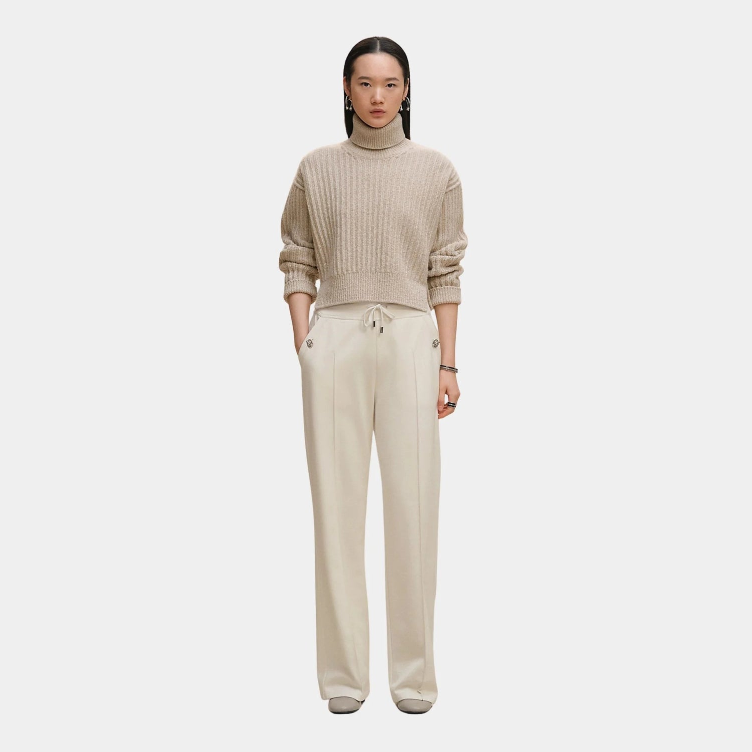 Wide-legged Pants in Plain Fleece