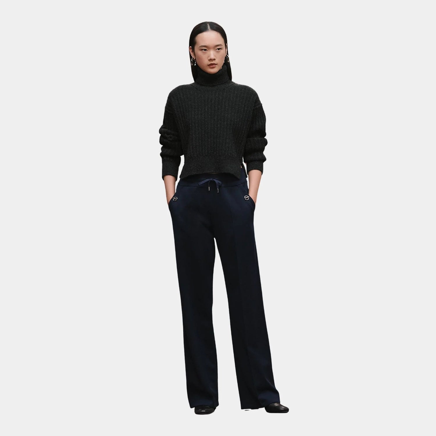 Wide-legged Pants in Plain Fleece