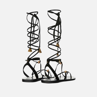Azzi High Top Sandals In Suede Leather