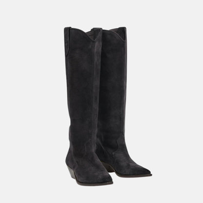 Denvee Cowboy Boots In Suede Calfskin With Yokes