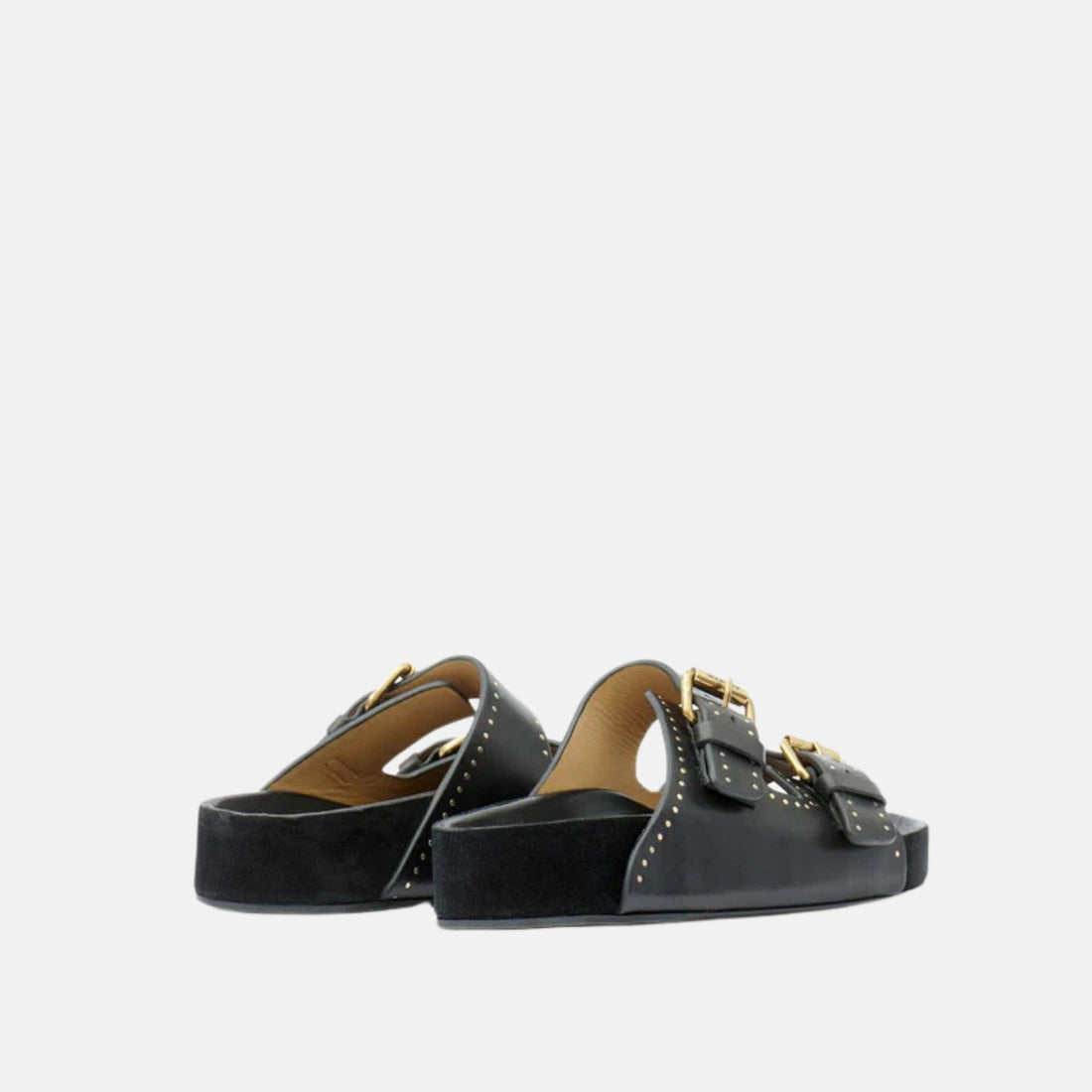 Lennyo Buckle Sandals In Studded Leather