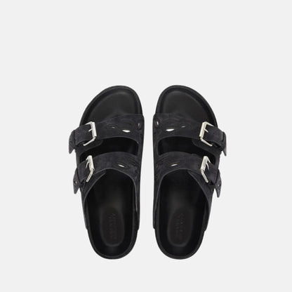 Lennyo Flat Sandals In Patterned Leather