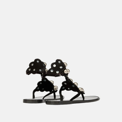 Velvee Jeweled Sandals In Suede Leather