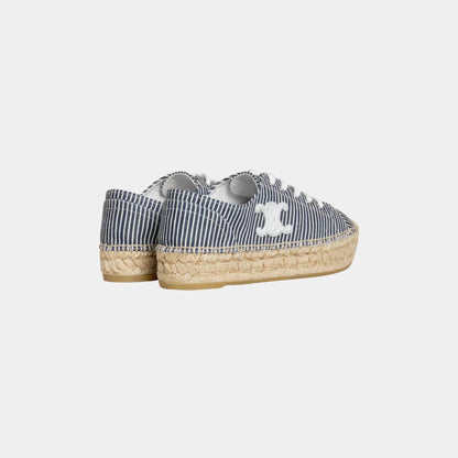 Les Espadrilles Celine Lace-up in Oshkosh Canvas and Calfskin