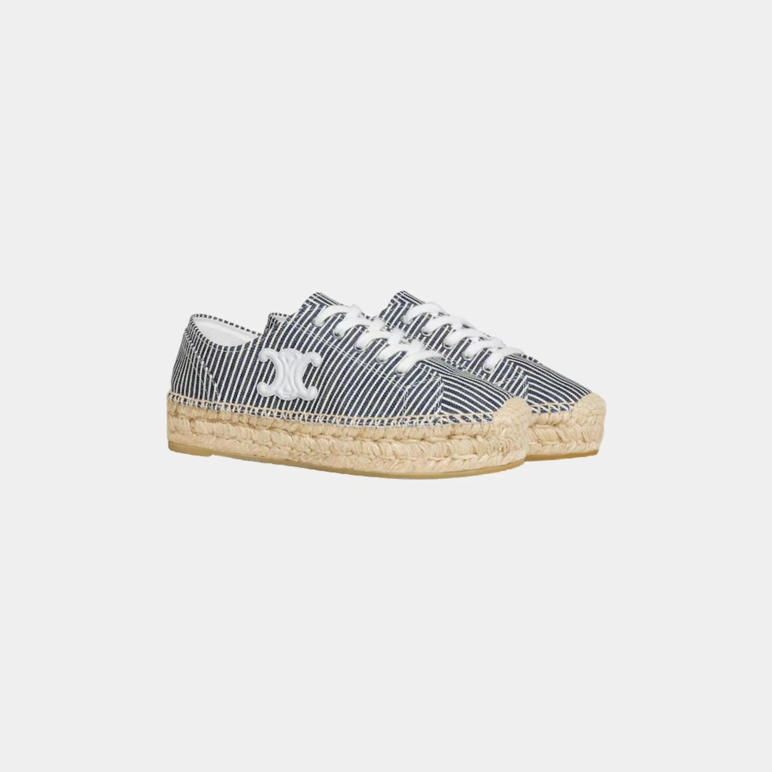 Les Espadrilles Celine Lace-up in Oshkosh Canvas and Calfskin