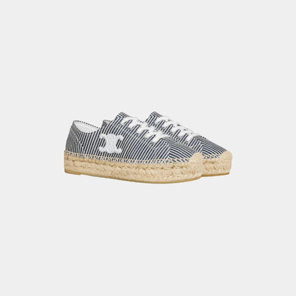 Les Espadrilles Celine Lace-up in Oshkosh Canvas and Calfskin