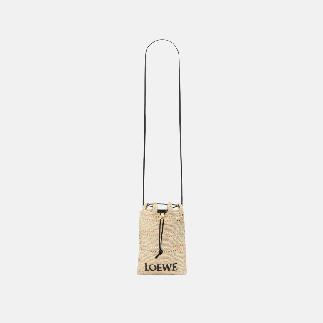 Drawstring Pocket in Natural Raffia