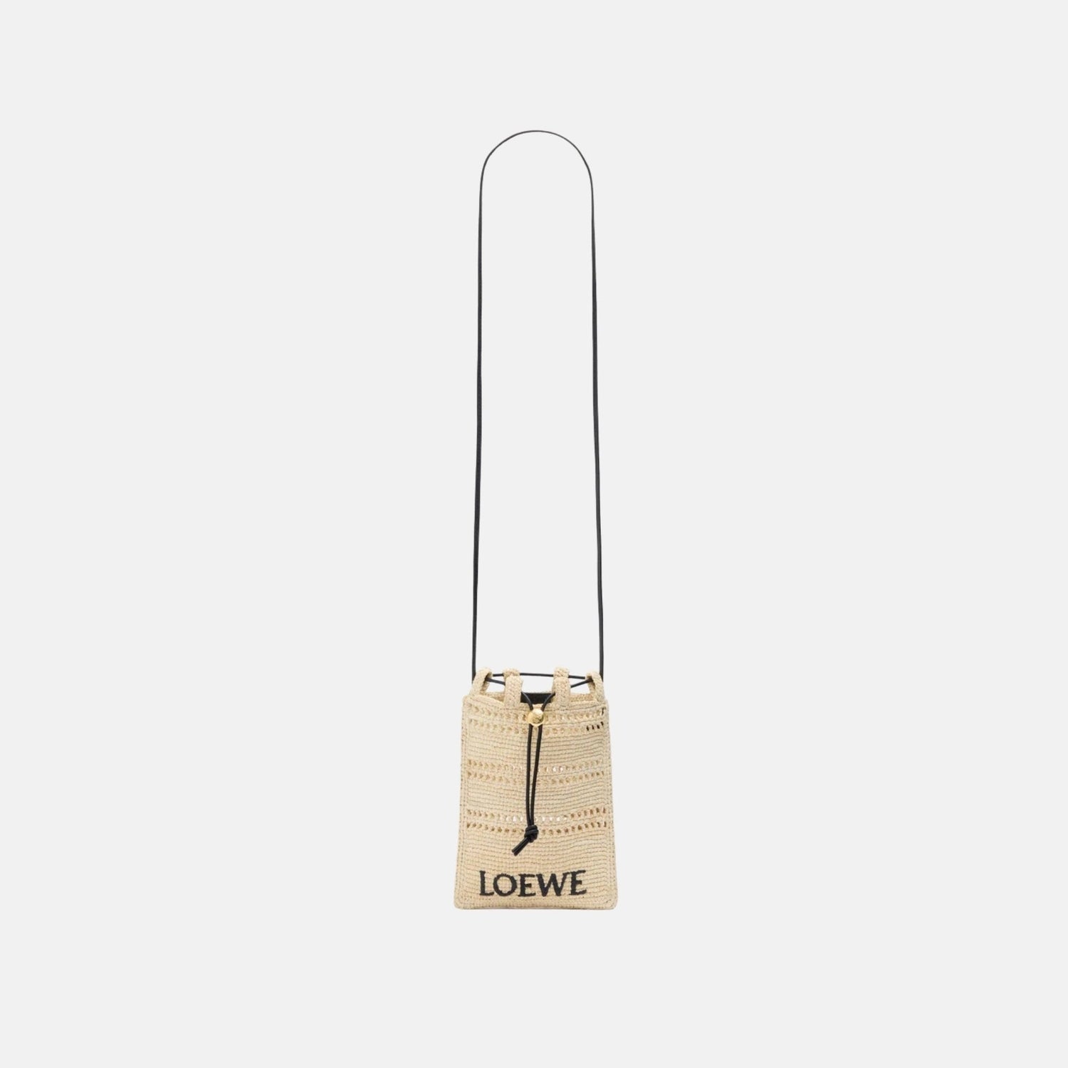 Drawstring Pocket in Natural Raffia