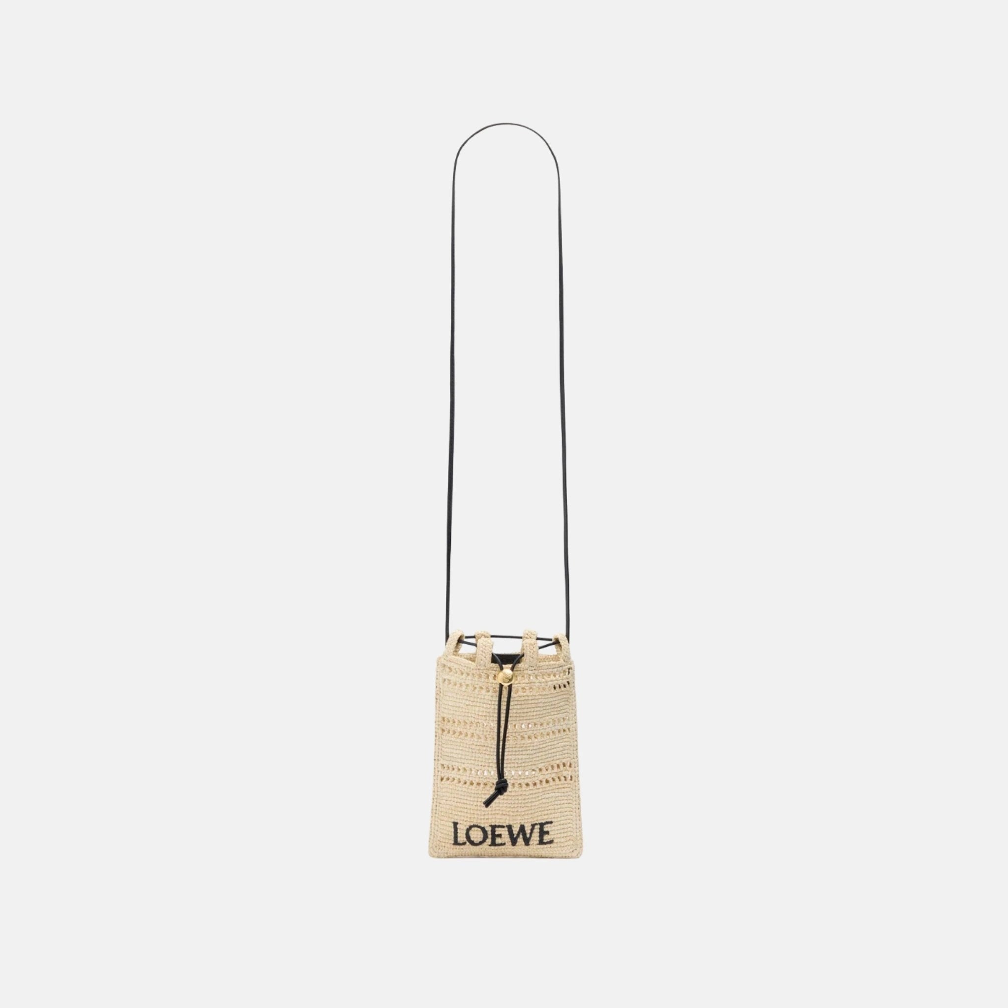Drawstring Pocket in Natural Raffia