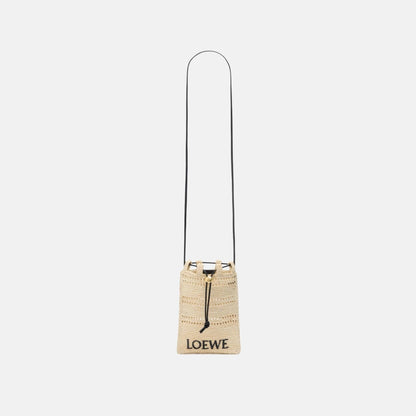 Drawstring Pocket in Natural Raffia