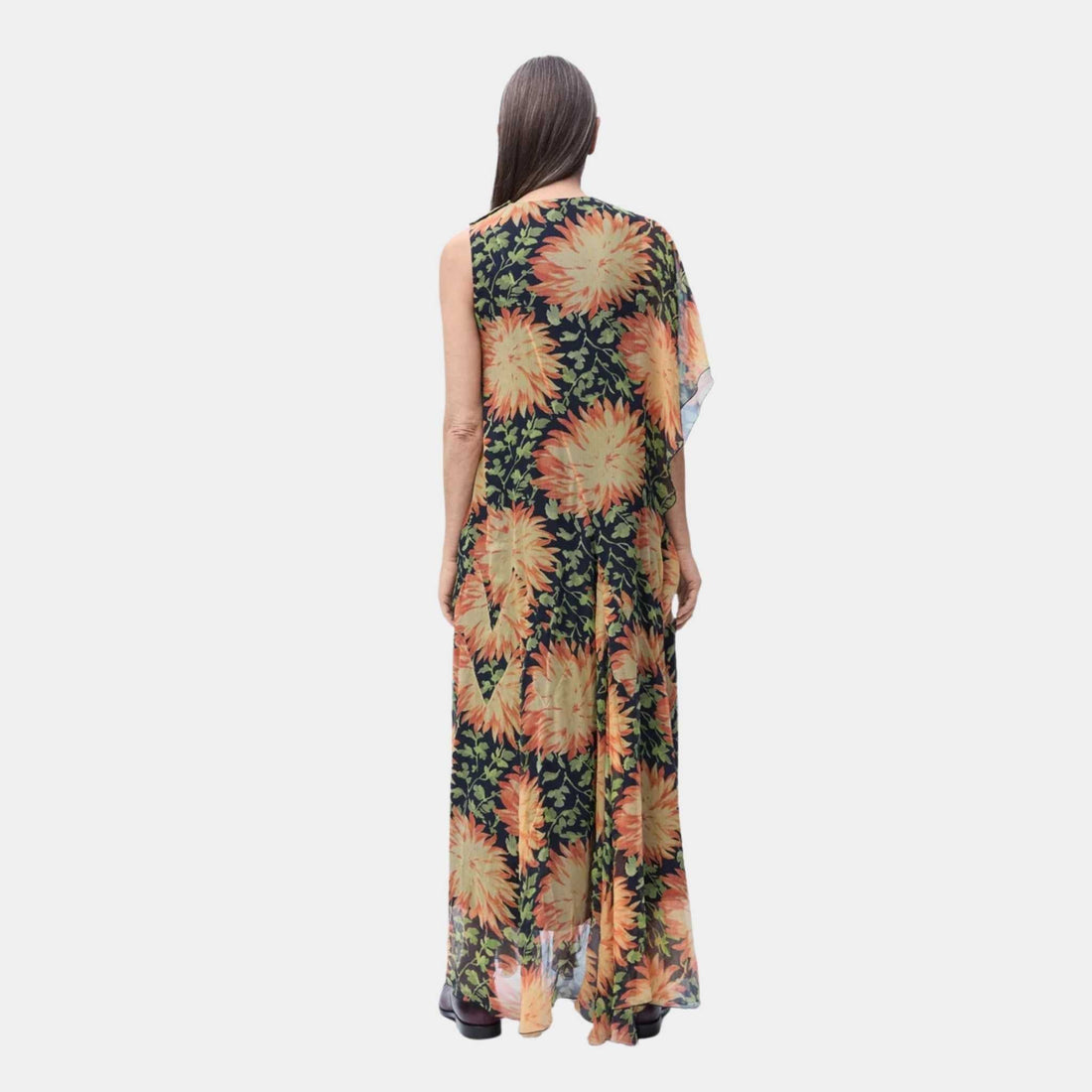 Dress in Silk Dahlia Floral Print