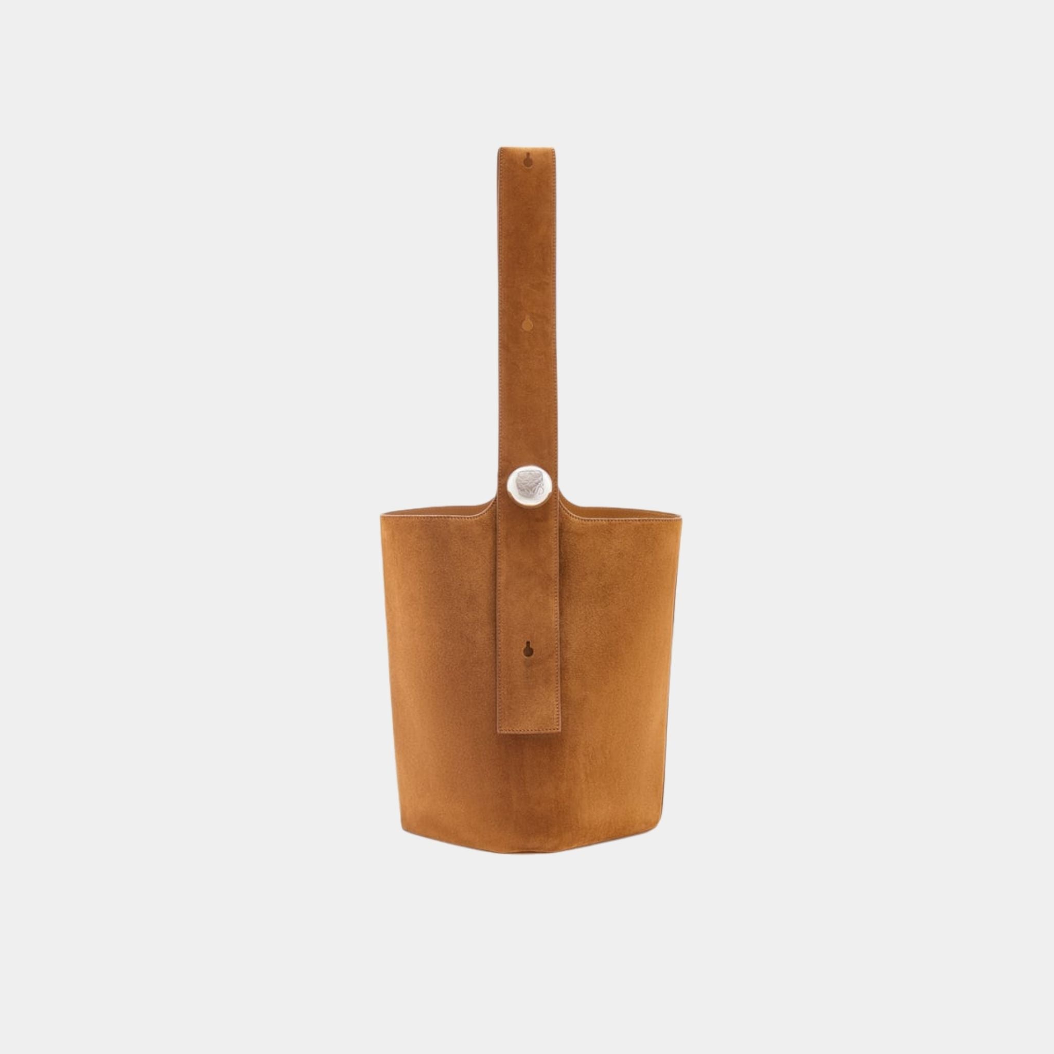 Large Pebble Bucket Bag In Suede Calfskin