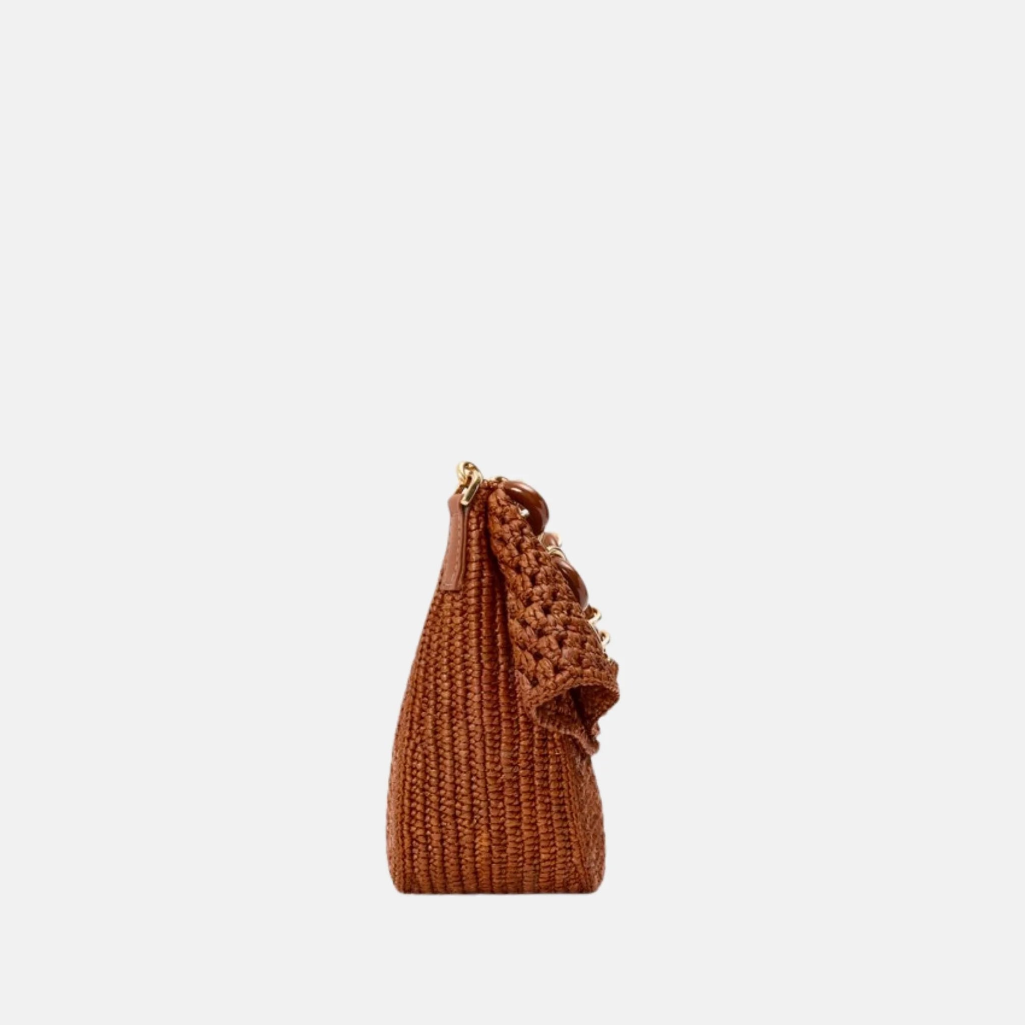 Medium Ola Bag in Raffia and Calfskin