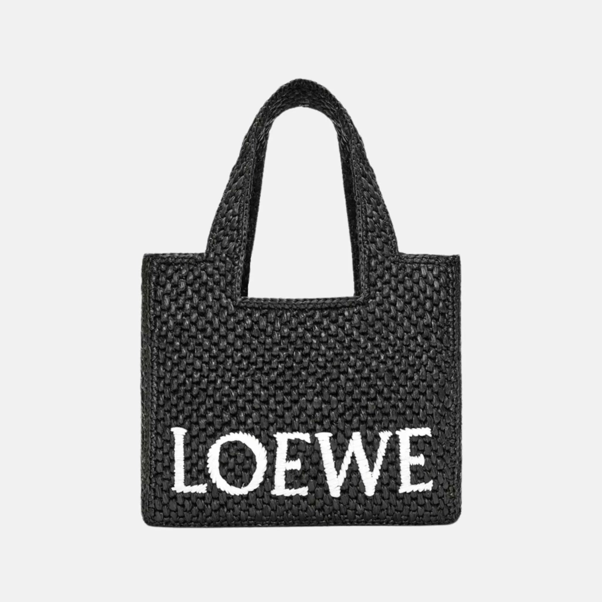 Small Font Tote in Handwoven Raffia
