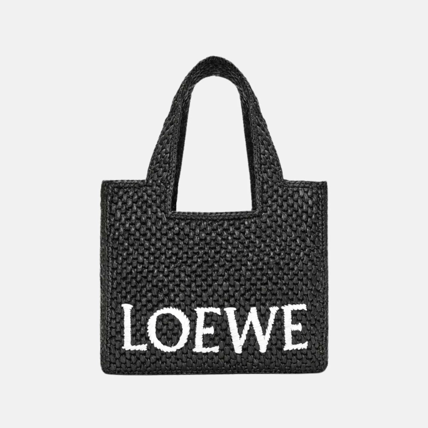 Small Font Tote in Handwoven Raffia