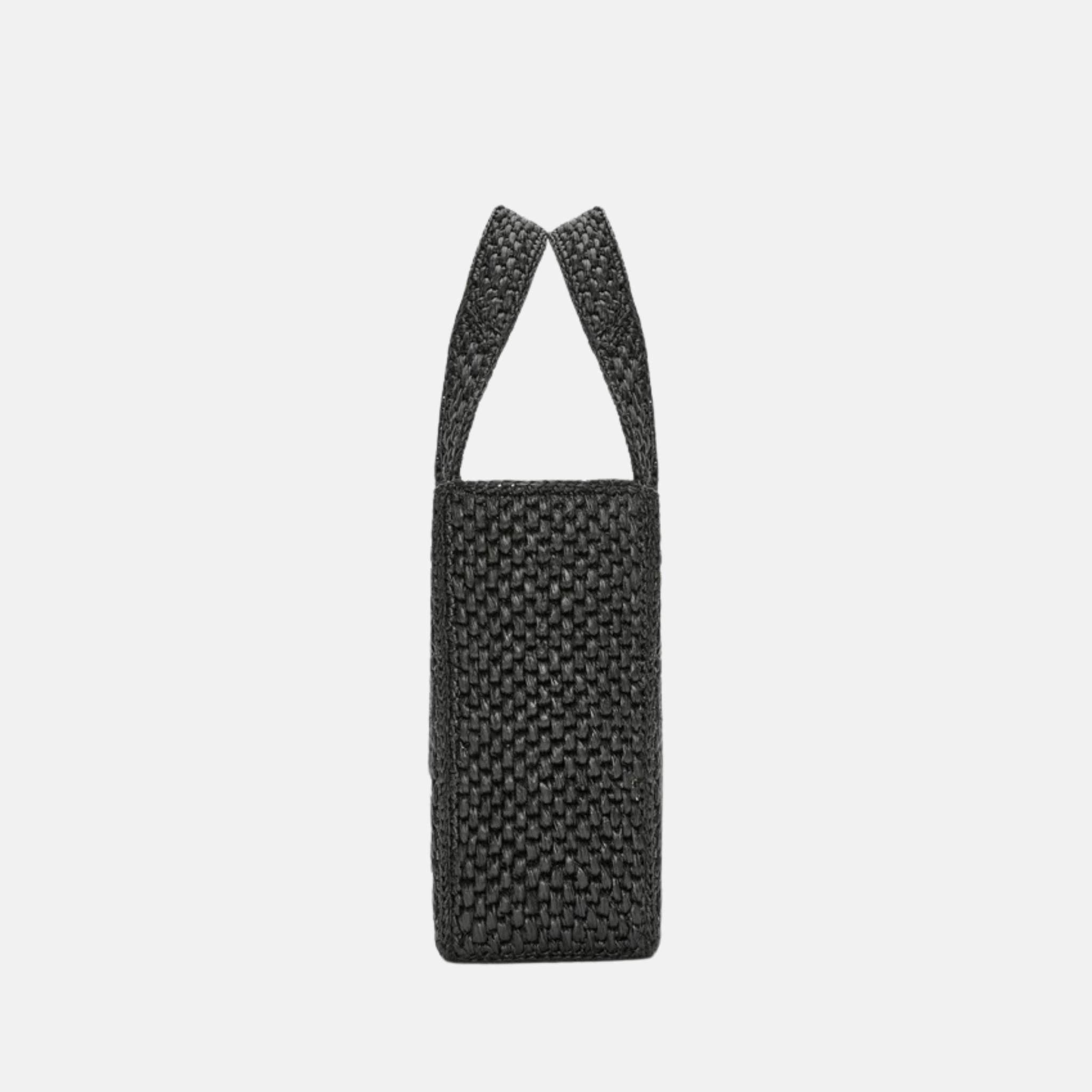 Small Font Tote in Handwoven Raffia