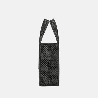 Small Font Tote in Handwoven Raffia