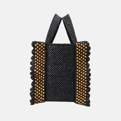 Small Font Tote in Raffia