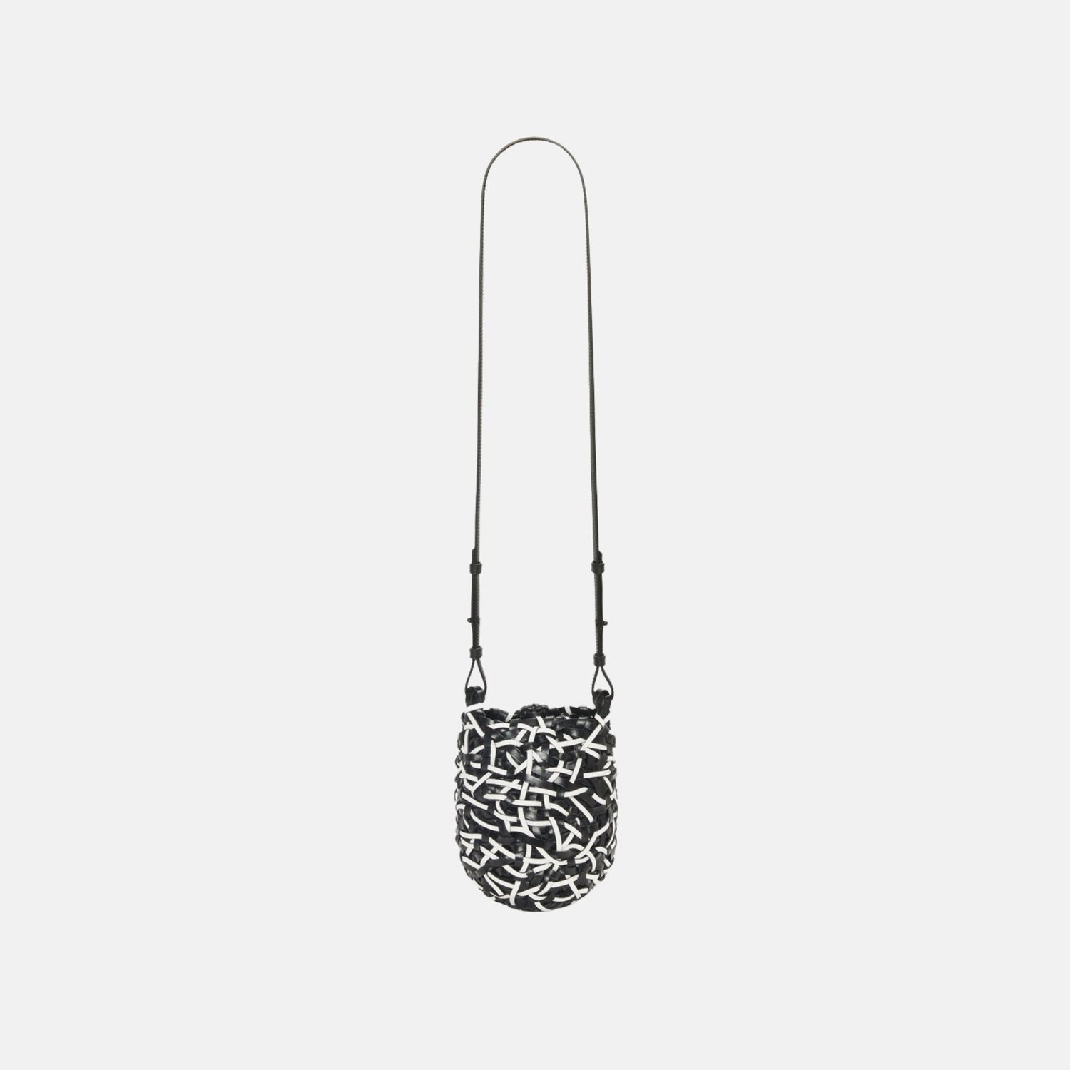 Small Nest Basket Bag in Black and White Calfskin