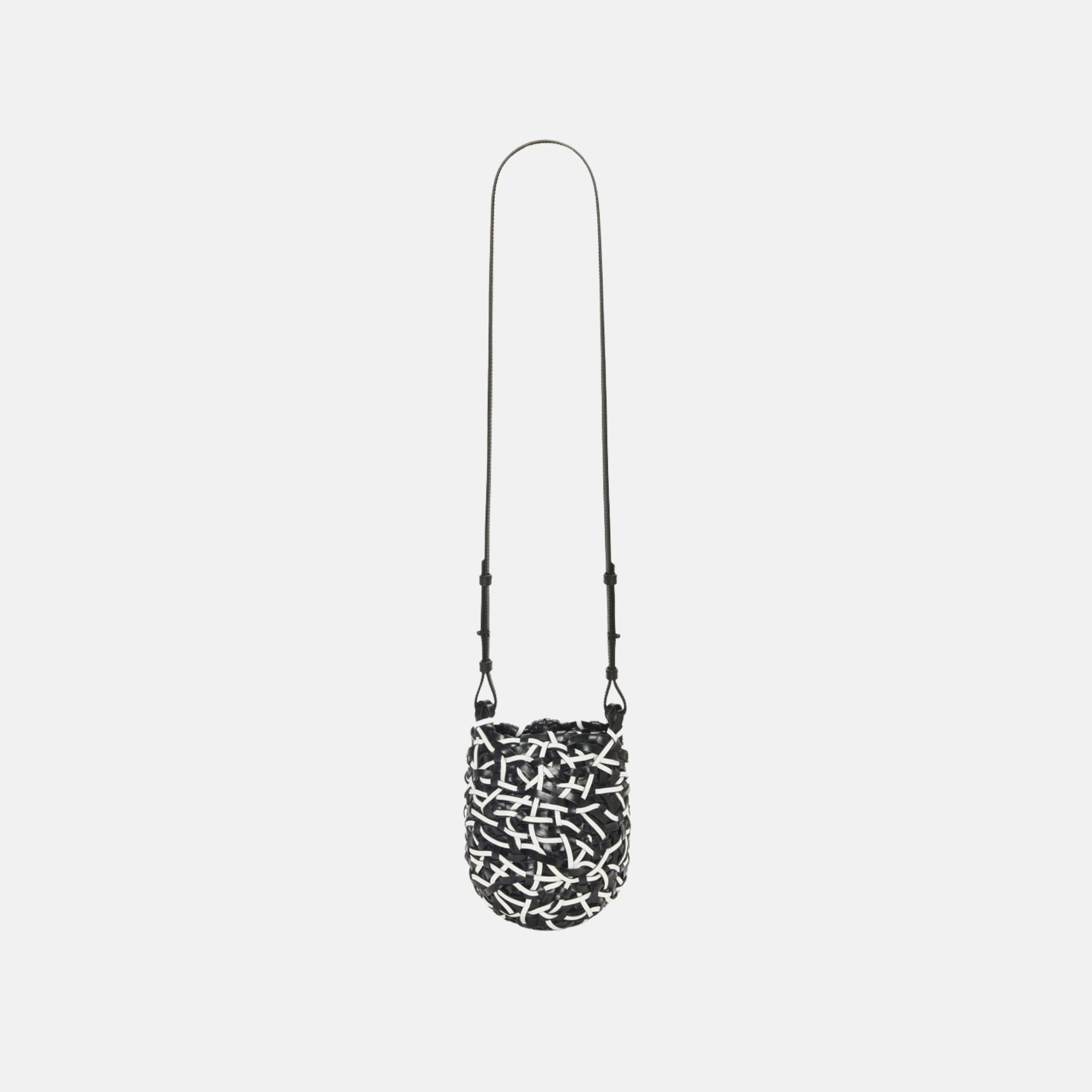 Small Nest Basket Bag in Black and White Calfskin