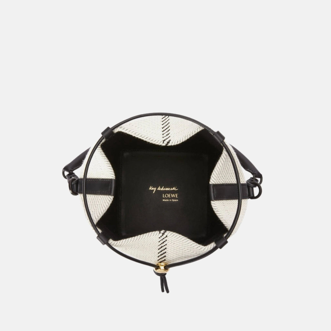 Small Treasure Bako Bucket in Canvas Jacquard and Calfskin