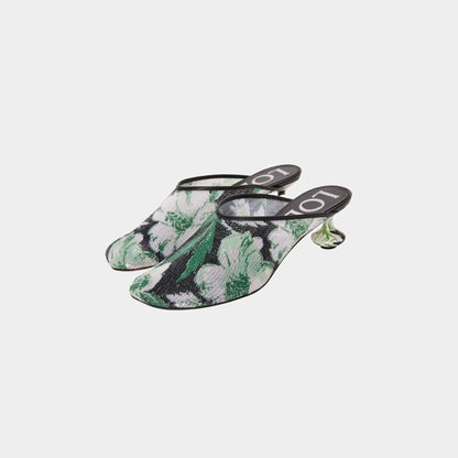 Toy Mule With Floral Print Sequins