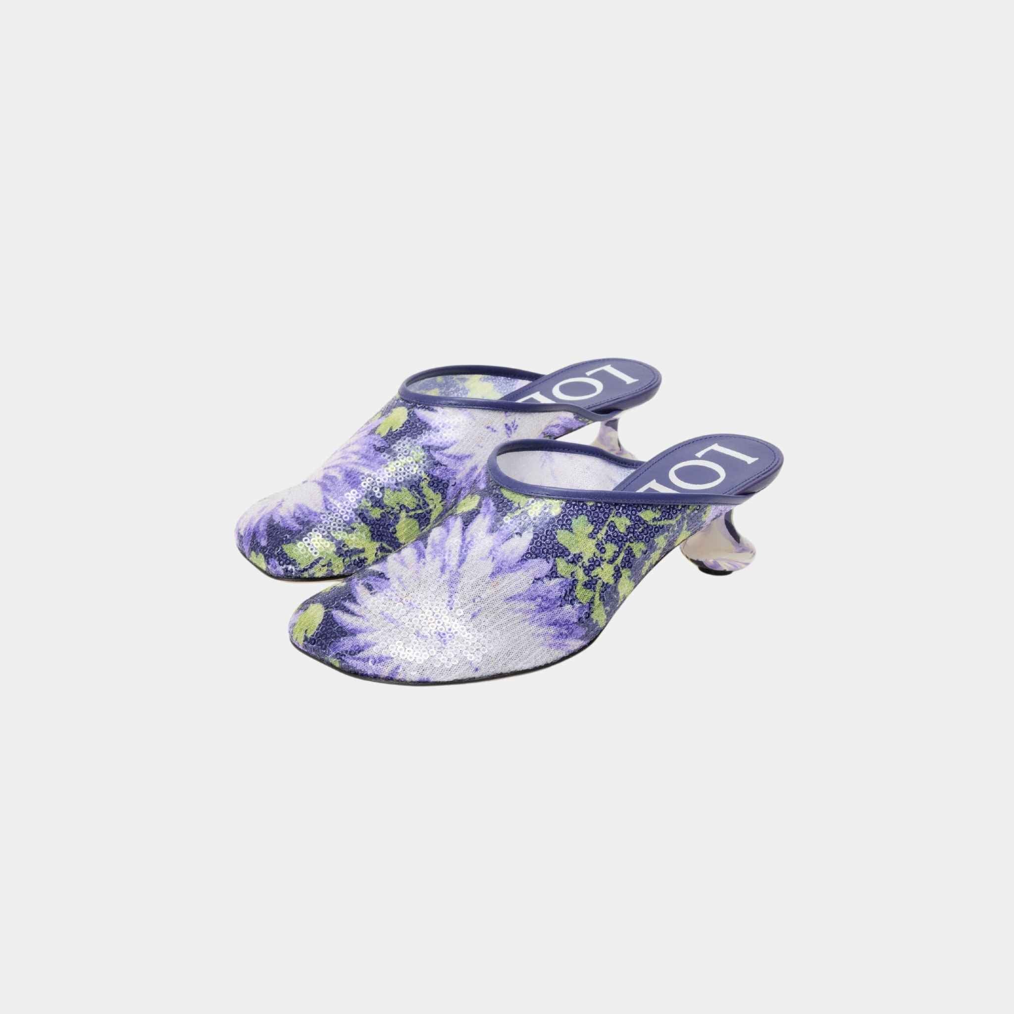 Toy Mule With Floral Print Sequins