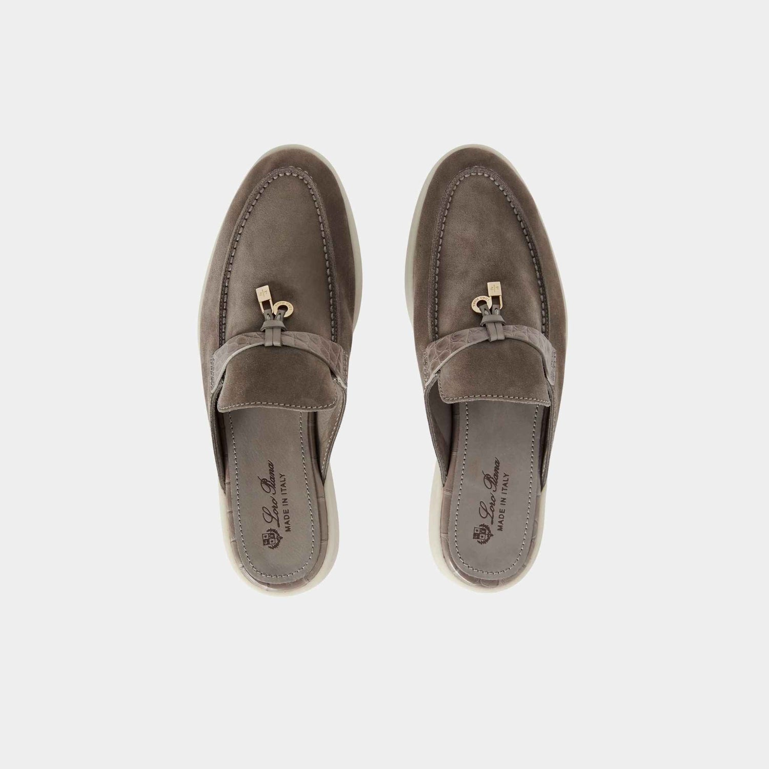 Charms Walk Babouche Loafer Suede With Alligator Saddles