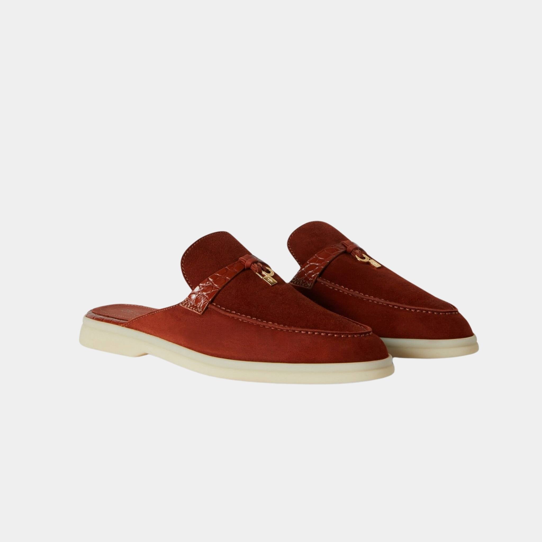 Charms Walk Babouche Loafer Suede With Alligator Saddles