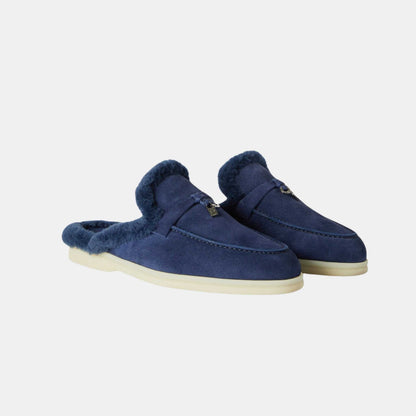 Charms Walk Babouche Suede Loafer With Soft Fur Lining