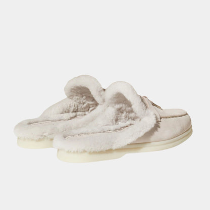 Charms Walk Babouche Suede Loafer With Soft Fur Lining