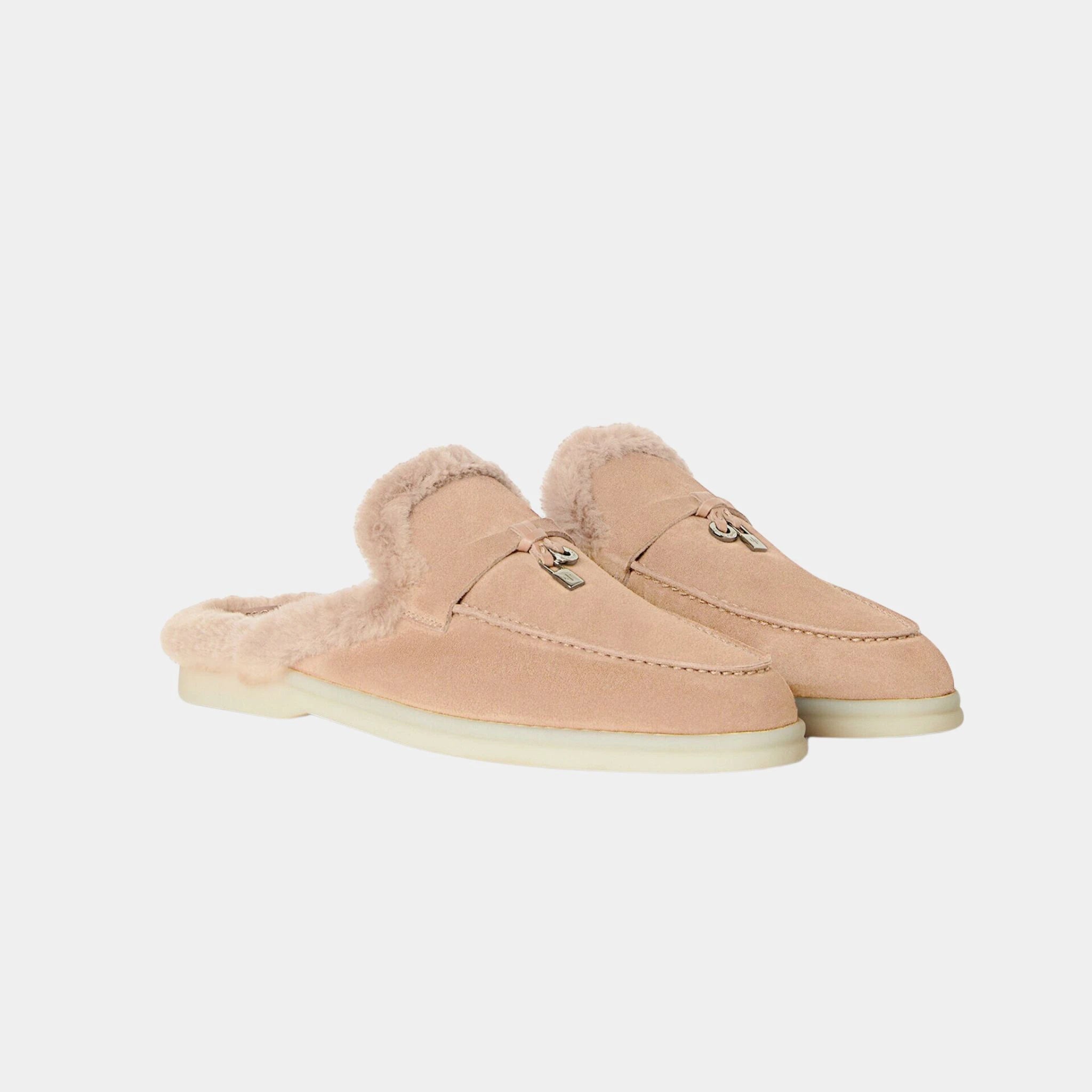 Charms Walk Babouche Suede Loafer With Soft Fur Lining