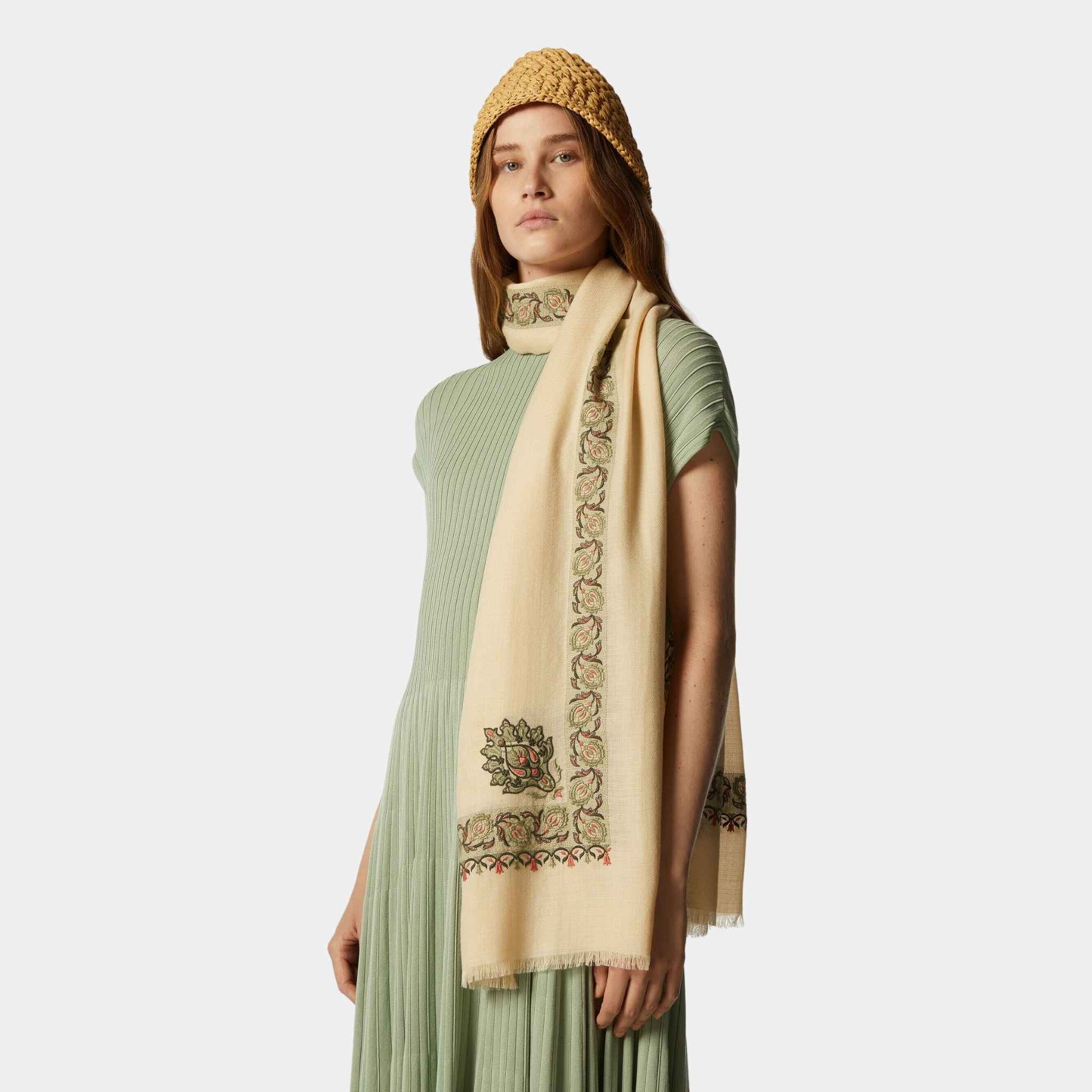 Flower Echoes Stole Silk Cashmere
