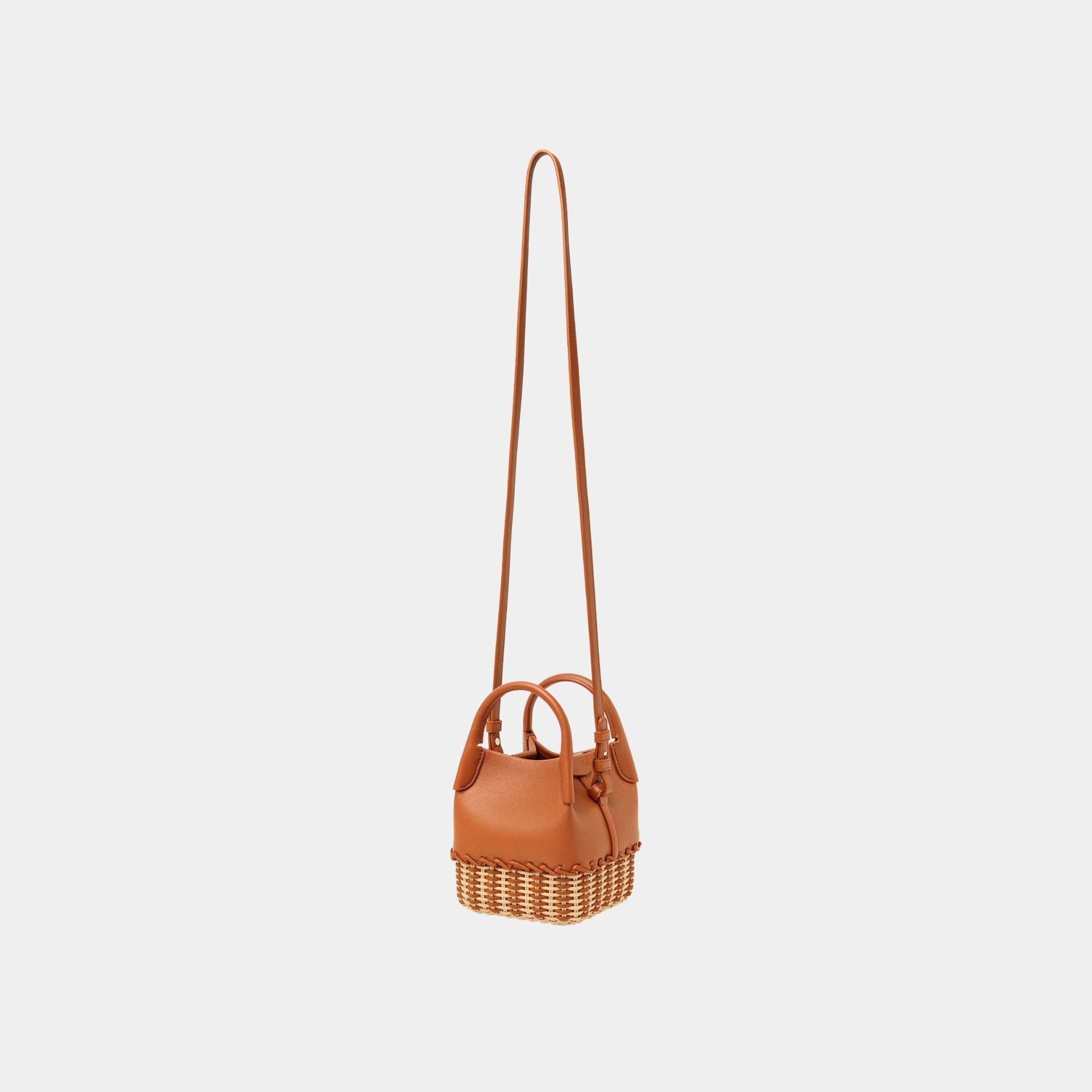 Micro Bale Bag Calfskin-Wicker With Cotton-Linen Lining