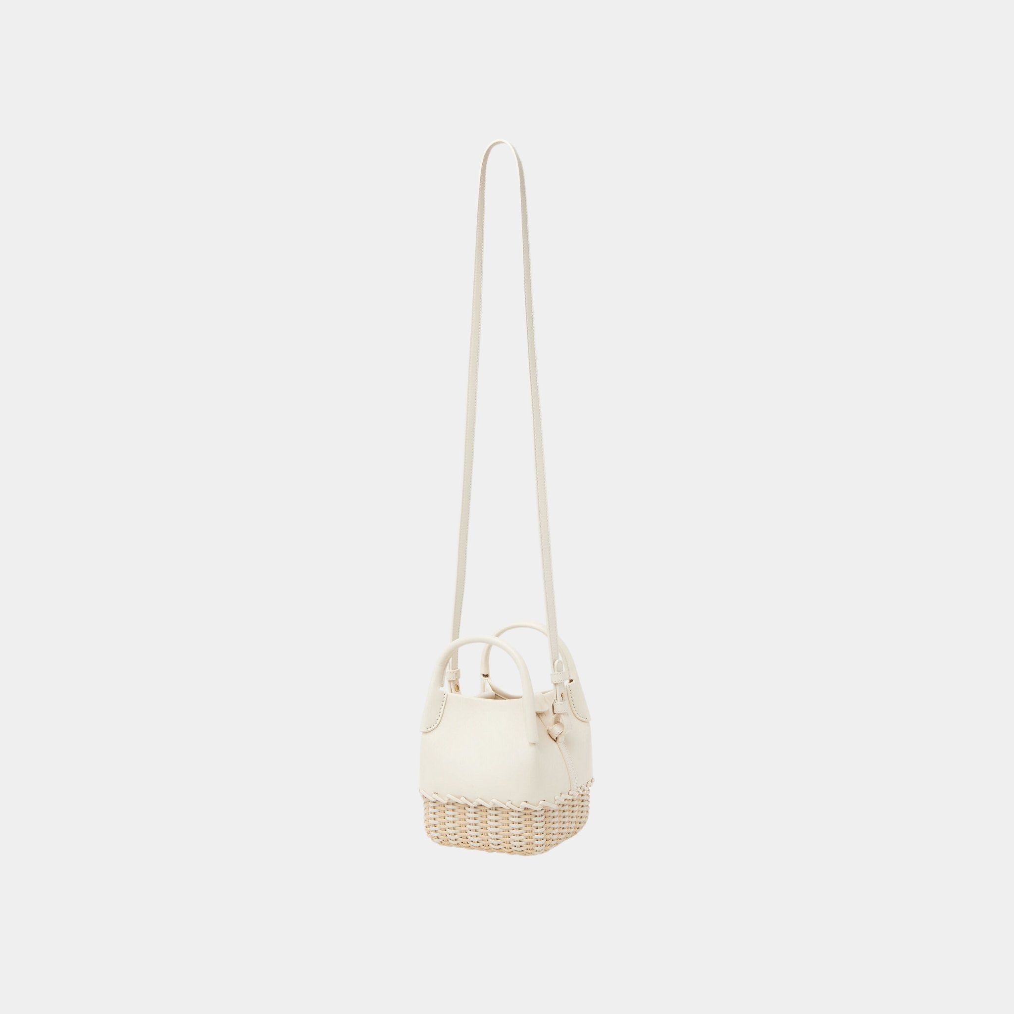 Micro Bale Bag Calfskin-Wicker With Cotton-Linen Lining