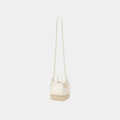 Micro Bale Bag Calfskin-Wicker With Cotton-Linen Lining