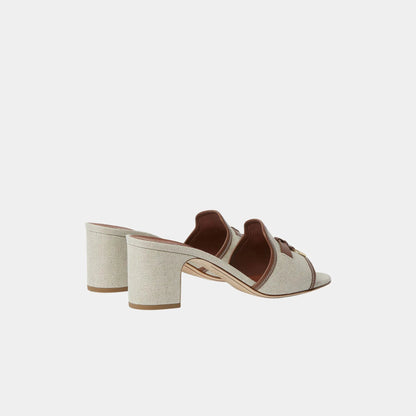 Summer Charms Heeled Sandal in Cotton and Linen