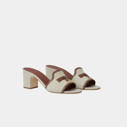 Summer Charms Heeled Sandal in Cotton and Linen