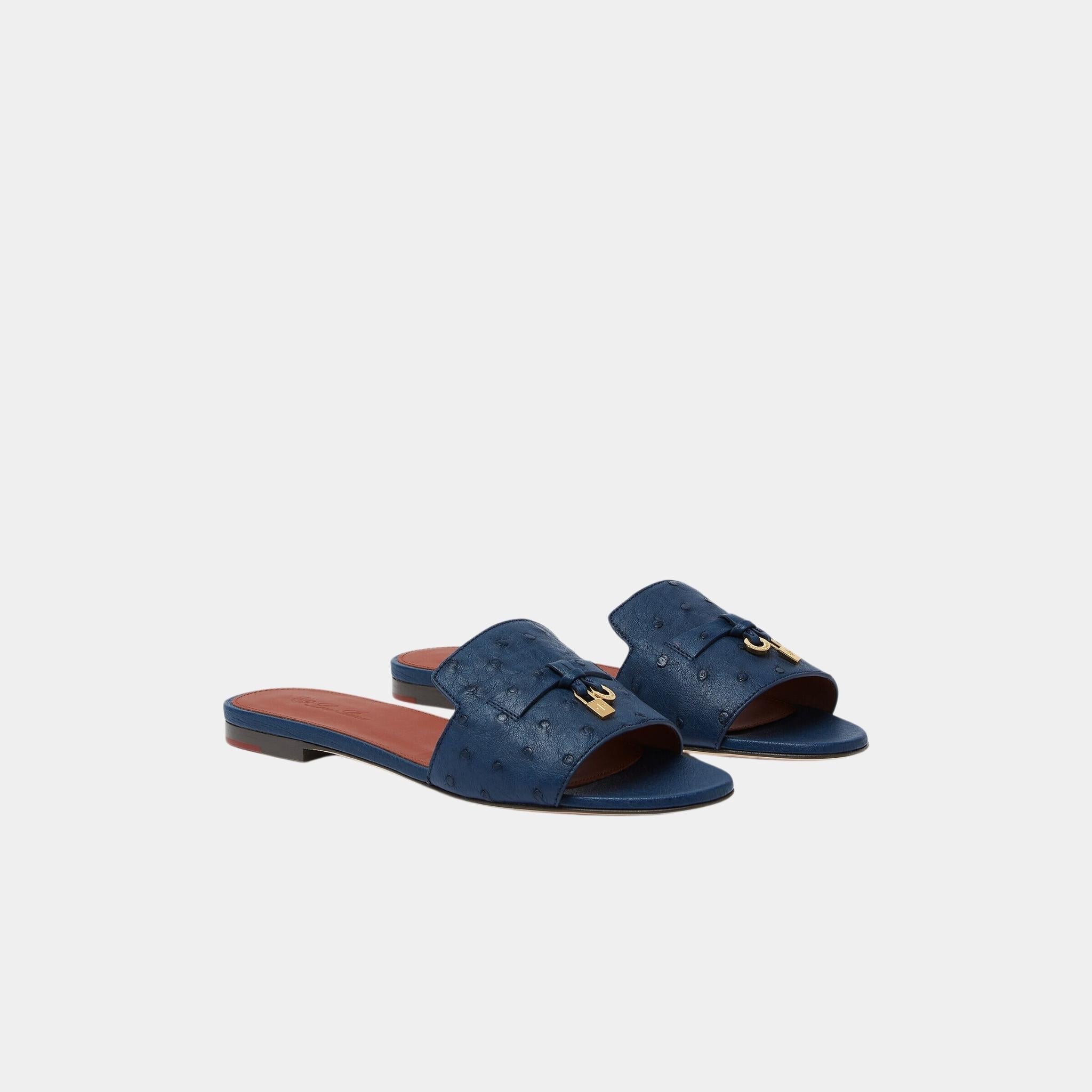 Summer Charms Ostrich Leather Flat Sandal