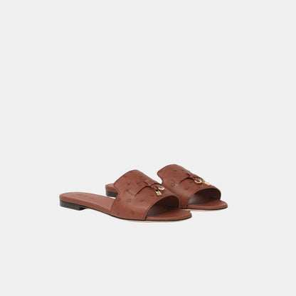 Summer Charms Sandal Flats Ostrich Leather