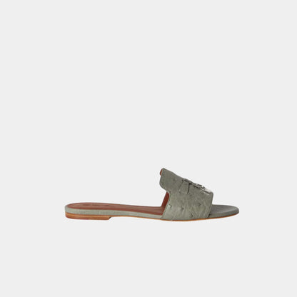 Summer Charms Sandal Flats Ostrich Leather