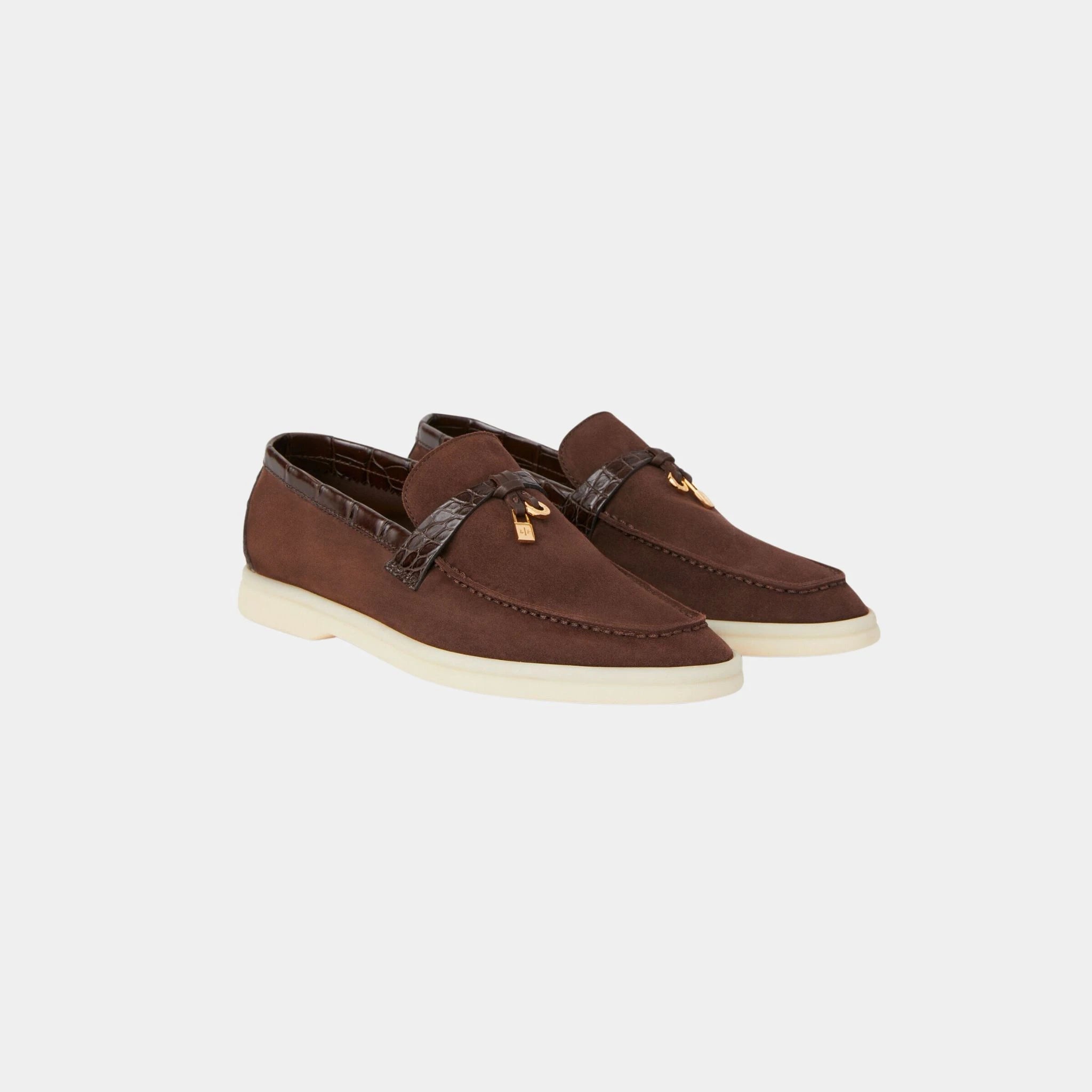 Summer Charms Walk Loafers Suede with Alligator Skin