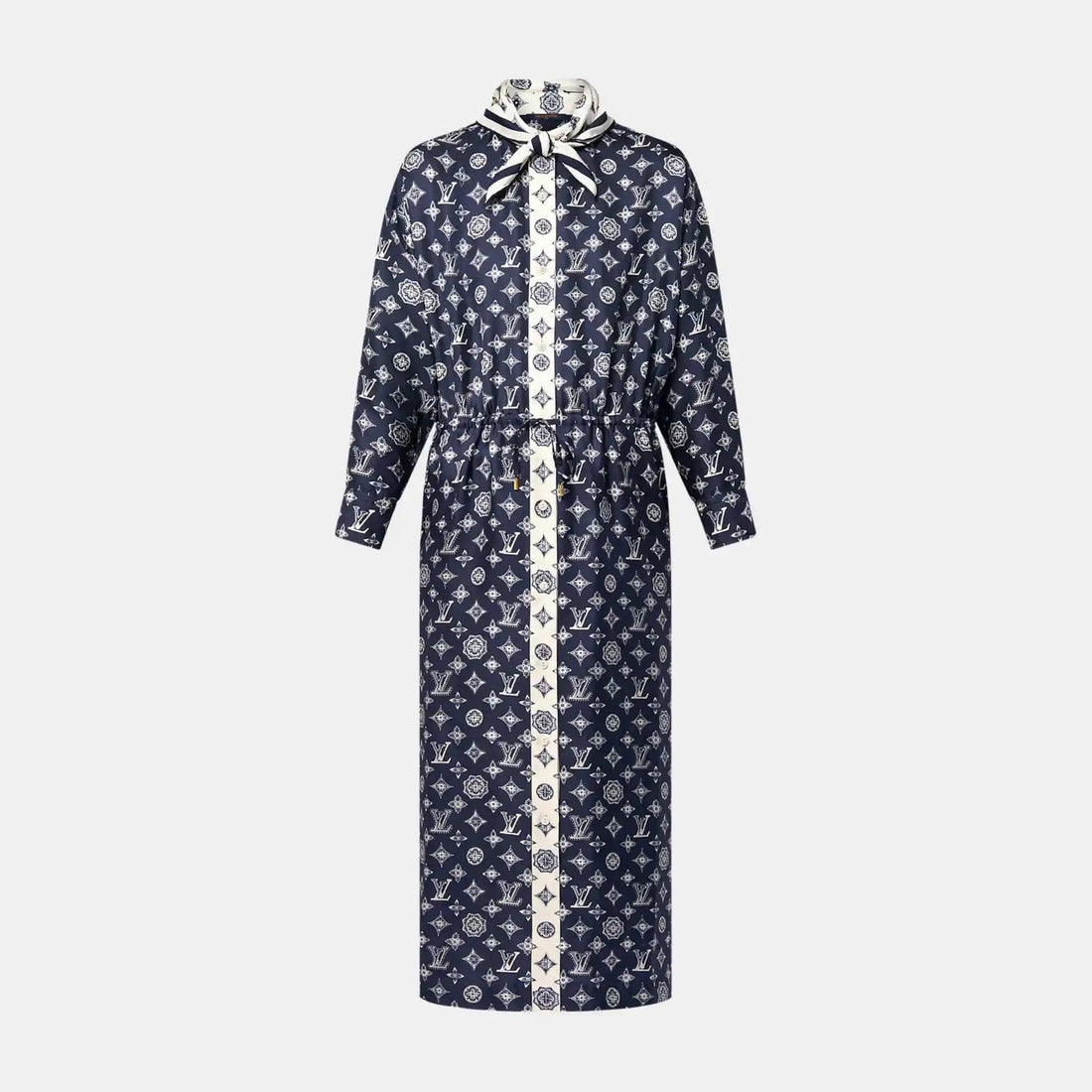 Monogram Silk Dress Navy