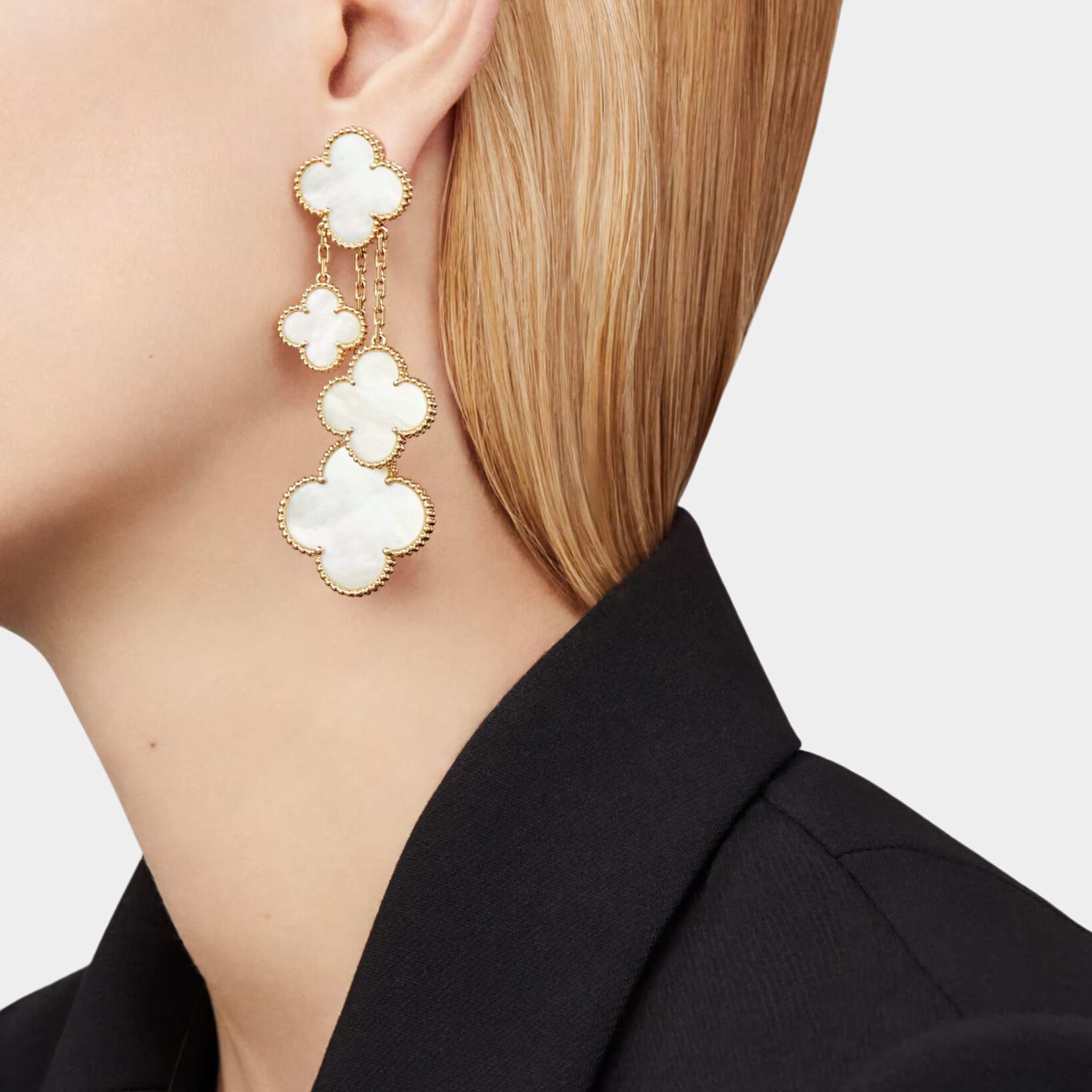 Magic Alhambra earrings 4 motifs Yellow Gold Mother Of Pearl